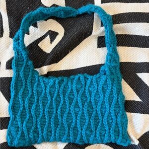 Elegant Teal Crochet Shoulder Bag
